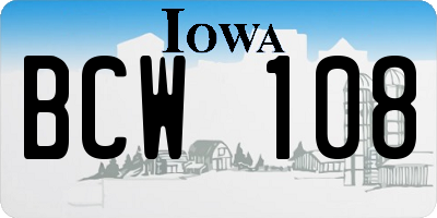 IA license plate BCW108