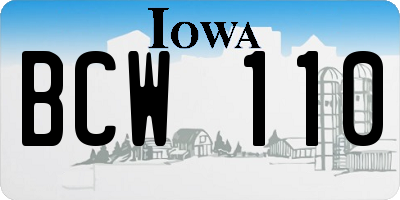 IA license plate BCW110