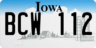 IA license plate BCW112