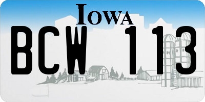 IA license plate BCW113