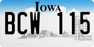 IA license plate BCW115