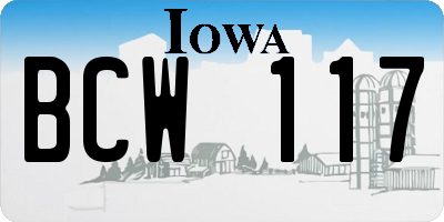 IA license plate BCW117