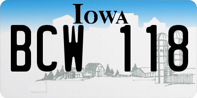 IA license plate BCW118