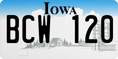IA license plate BCW120