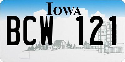 IA license plate BCW121