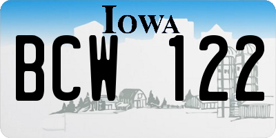 IA license plate BCW122