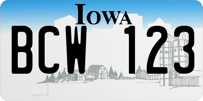 IA license plate BCW123