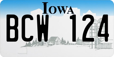IA license plate BCW124