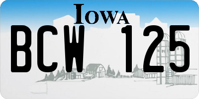 IA license plate BCW125