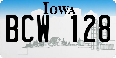 IA license plate BCW128