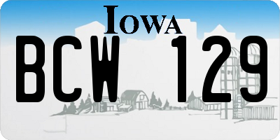 IA license plate BCW129