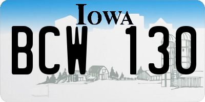 IA license plate BCW130