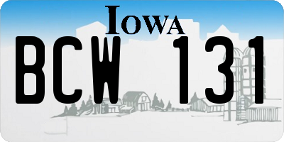 IA license plate BCW131