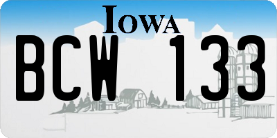 IA license plate BCW133