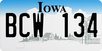 IA license plate BCW134