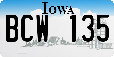 IA license plate BCW135