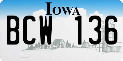 IA license plate BCW136
