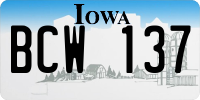 IA license plate BCW137