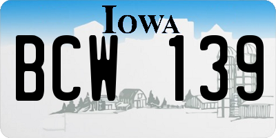 IA license plate BCW139