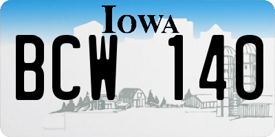 IA license plate BCW140