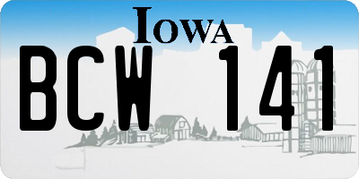 IA license plate BCW141