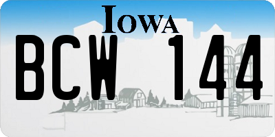 IA license plate BCW144