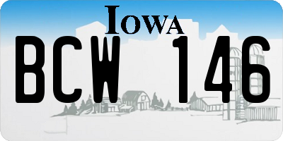 IA license plate BCW146