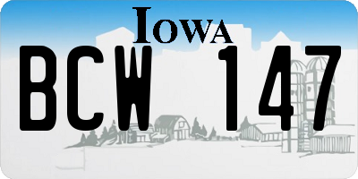 IA license plate BCW147