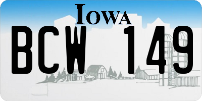 IA license plate BCW149