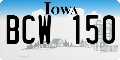 IA license plate BCW150