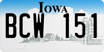 IA license plate BCW151