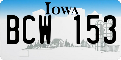 IA license plate BCW153