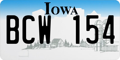 IA license plate BCW154