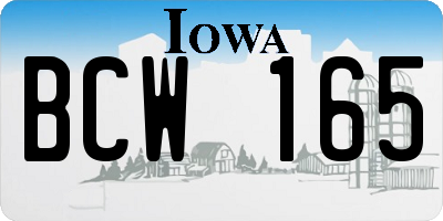 IA license plate BCW165