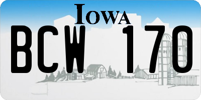 IA license plate BCW170