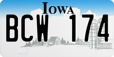 IA license plate BCW174
