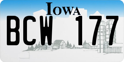 IA license plate BCW177