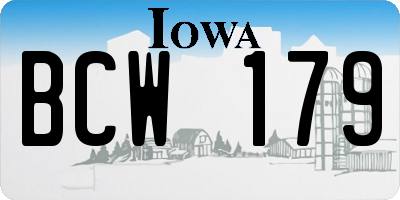 IA license plate BCW179