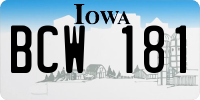 IA license plate BCW181