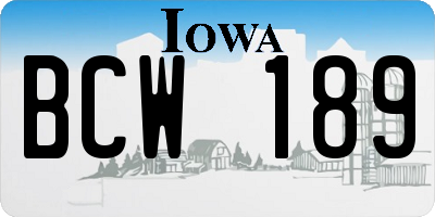 IA license plate BCW189
