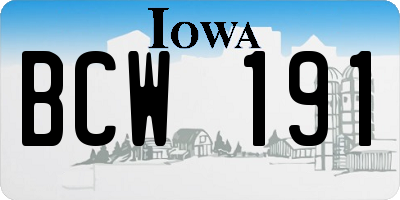 IA license plate BCW191