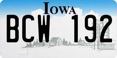 IA license plate BCW192
