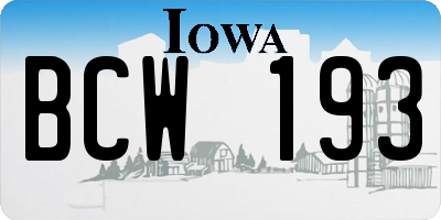 IA license plate BCW193