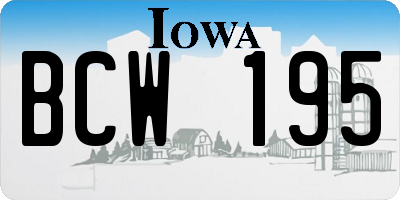 IA license plate BCW195