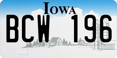 IA license plate BCW196