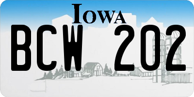IA license plate BCW202