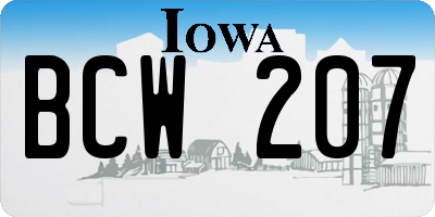 IA license plate BCW207