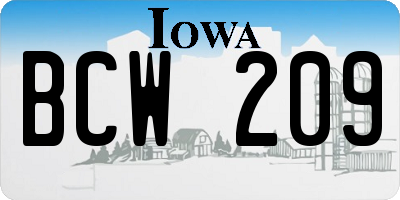 IA license plate BCW209