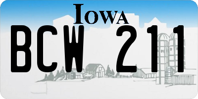 IA license plate BCW211