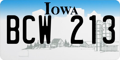 IA license plate BCW213